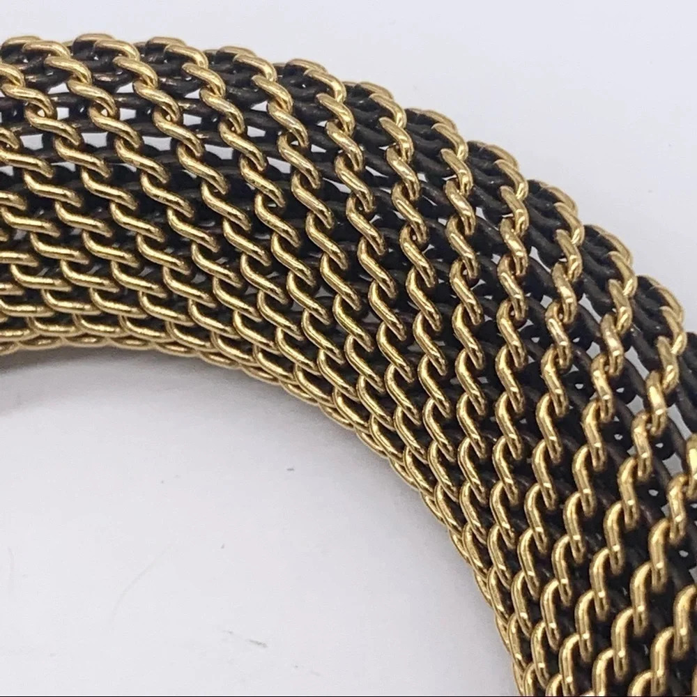 Monet Vintage Modernist Gold Bar & Mesh Collar Necklace - Picture 7 of 7